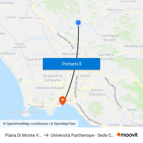 Piana Di Monte Verna to Università Parthenope - Sede Centrale map