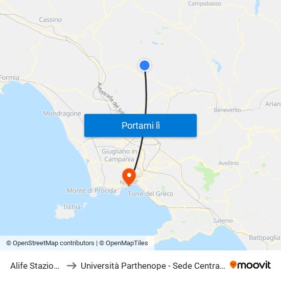 Alife Stazione to Università Parthenope - Sede Centrale map