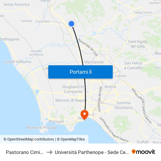 Pastorano Cimitero to Università Parthenope - Sede Centrale map