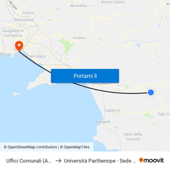 Uffici Comunali (Auletta) to Università Parthenope - Sede Centrale map