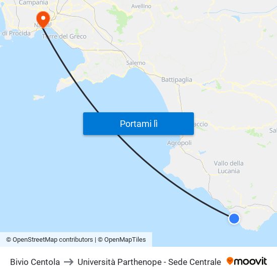 Bivio Centola to Università Parthenope - Sede Centrale map