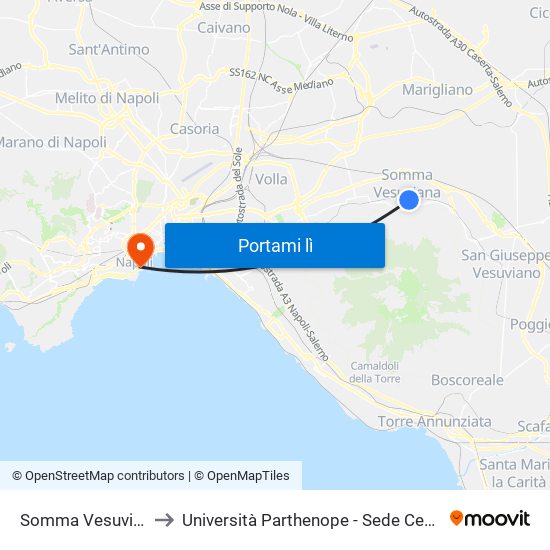 Somma Vesuviana to Università Parthenope - Sede Centrale map