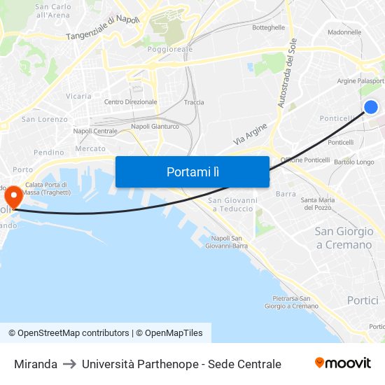 Miranda to Università Parthenope - Sede Centrale map