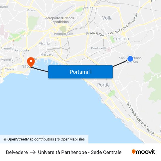 Belvedere to Università Parthenope - Sede Centrale map