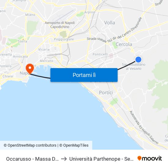 Occarusso - Massa Di Somma to Università Parthenope - Sede Centrale map