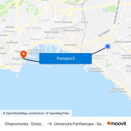 Chiaromonte - Direzione Barra to Università Parthenope - Sede Centrale map