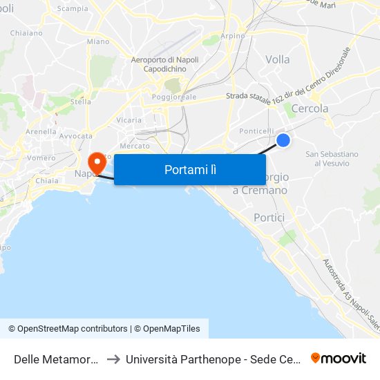 Delle Metamorfosi to Università Parthenope - Sede Centrale map