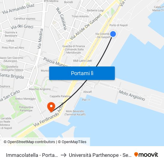 Immacolatella - Porta Di Massa to Università Parthenope - Sede Centrale map