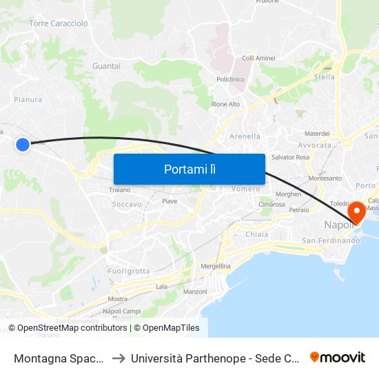 Montagna Spaccata to Università Parthenope - Sede Centrale map