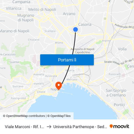 Viale Marconi - Rif. Ina Casa to Università Parthenope - Sede Centrale map