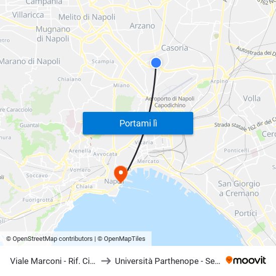 Viale Marconi - Rif. Civico N°88 to Università Parthenope - Sede Centrale map