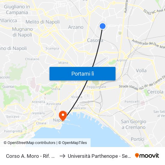 Corso A. Moro - Rif. Terminale to Università Parthenope - Sede Centrale map