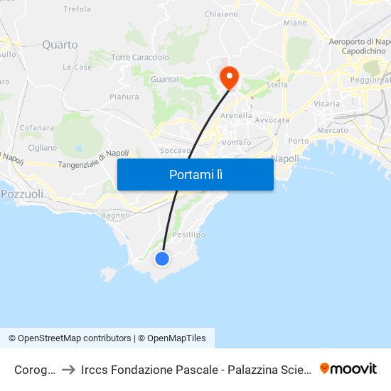 Coroglio to Irccs Fondazione Pascale - Palazzina Scientifica map