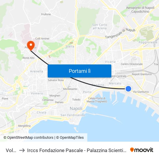 Volta to Irccs Fondazione Pascale - Palazzina Scientifica map