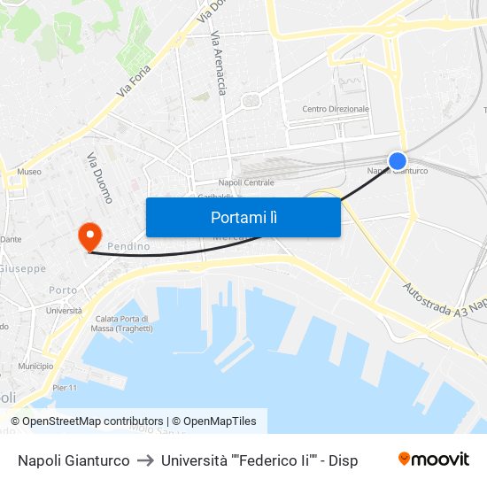Napoli Gianturco to Università ""Federico Ii"" - Disp map