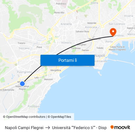 Napoli Campi Flegrei to Università ""Federico Ii"" - Disp map