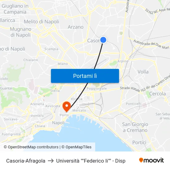 Casoria-Afragola to Università ""Federico Ii"" - Disp map