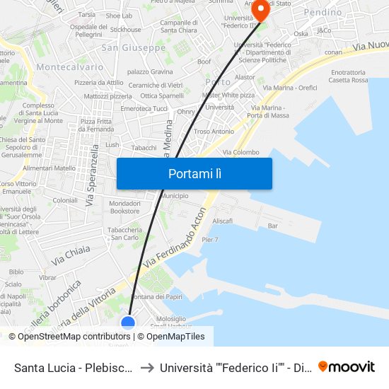Santa Lucia - Plebiscito to Università ""Federico Ii"" - Disp map