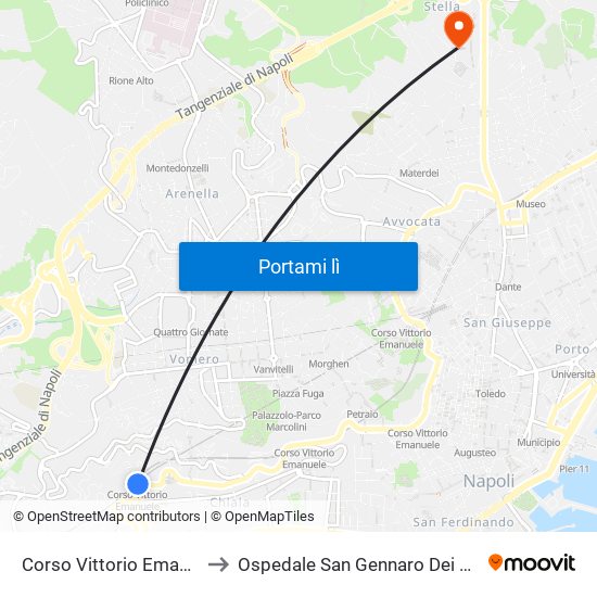 Corso Vittorio Emanuele to Ospedale San Gennaro Dei Poveri map