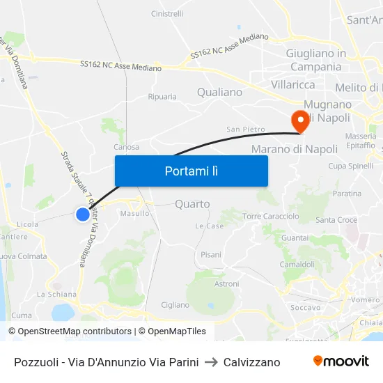 Pozzuoli  - Via D'Annunzio Via Parini to Calvizzano map