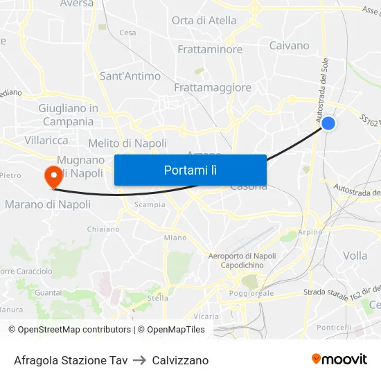 Afragola Stazione Tav to Calvizzano map