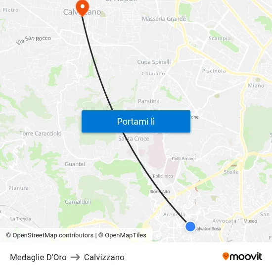 Medaglie D'Oro to Calvizzano map