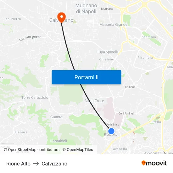 Rione Alto to Calvizzano map