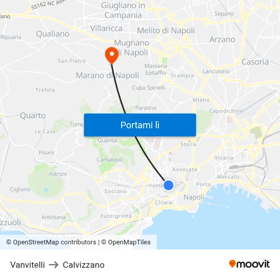 Vanvitelli to Calvizzano map