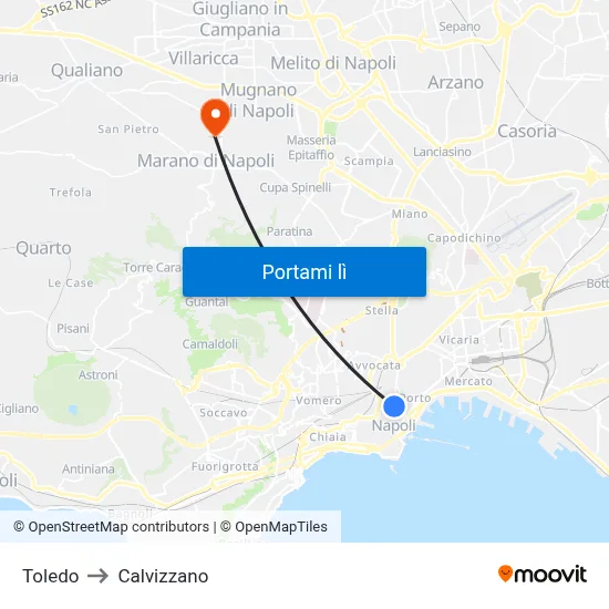 Toledo to Calvizzano map