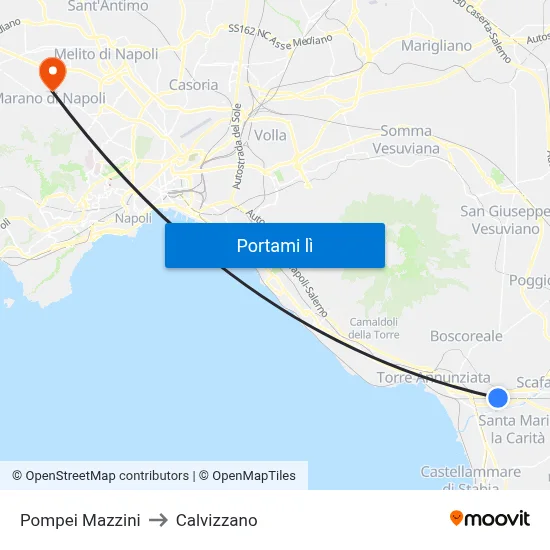 Pompei Mazzini to Calvizzano map