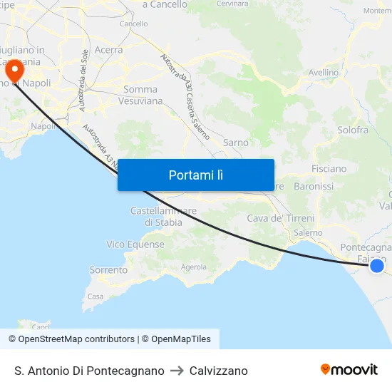 S. Antonio Di Pontecagnano to Calvizzano map