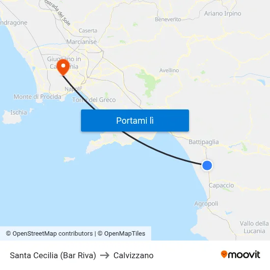 Santa Cecilia (Bar Riva) to Calvizzano map