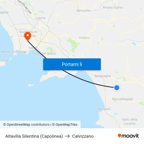 Altavilla Silentina (Capolinea) to Calvizzano map