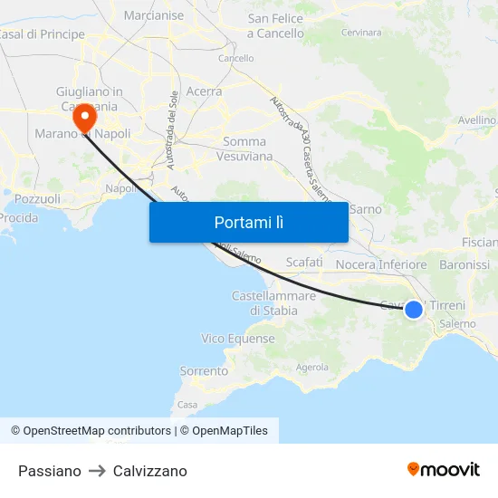 Passiano to Calvizzano map