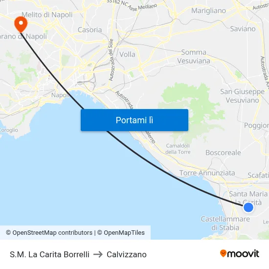 S.M. La Carita  Borrelli to Calvizzano map