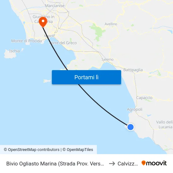 Bivio Ogliasto Marina (Strada Prov. Verso Agropoli) to Calvizzano map