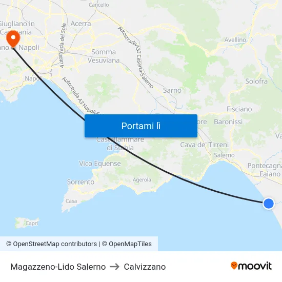 Magazzeno-Lido Salerno to Calvizzano map