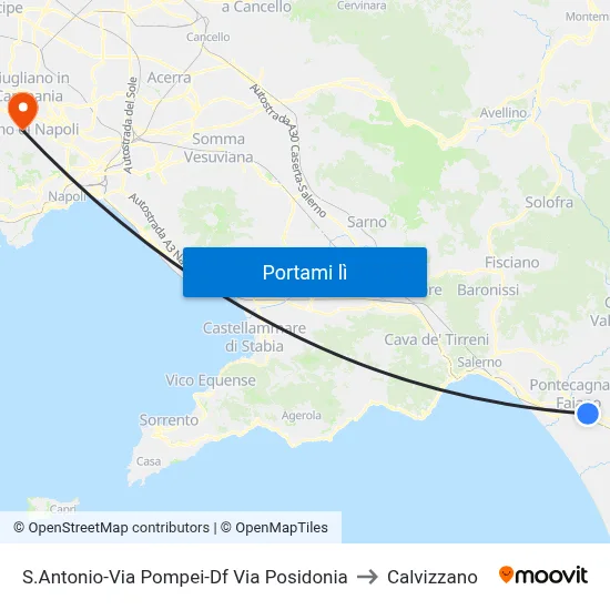 S.Antonio-Via Pompei-Df Via Posidonia to Calvizzano map