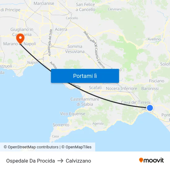 Ospedale Da Procida to Calvizzano map