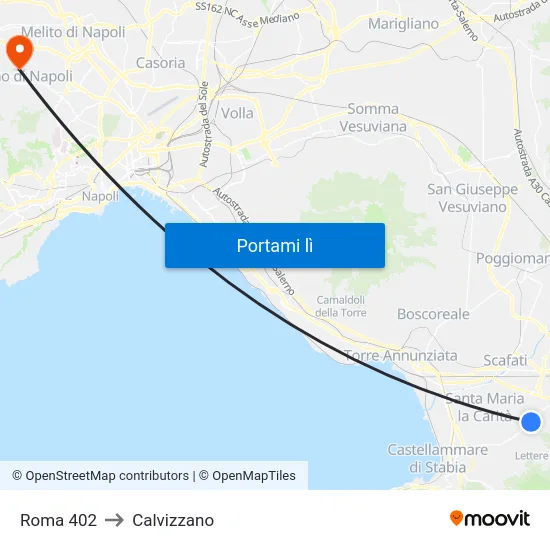 Roma 402 to Calvizzano map
