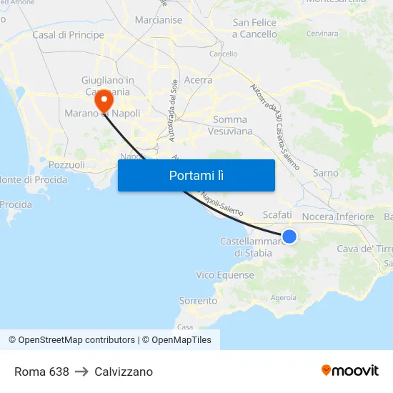 Roma 638 to Calvizzano map