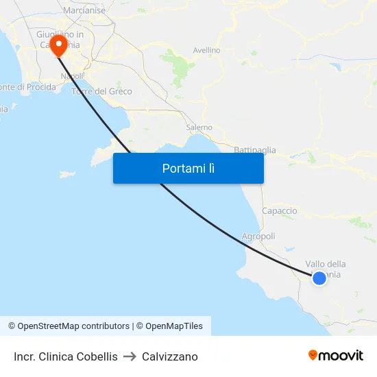 Incr. Clinica Cobellis to Calvizzano map