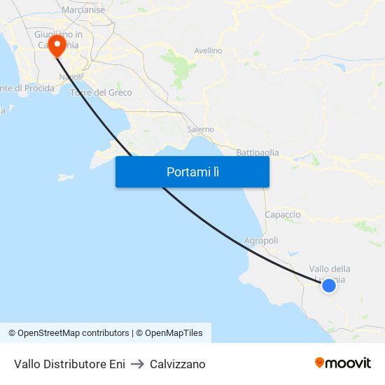 Vallo Distributore Eni to Calvizzano map