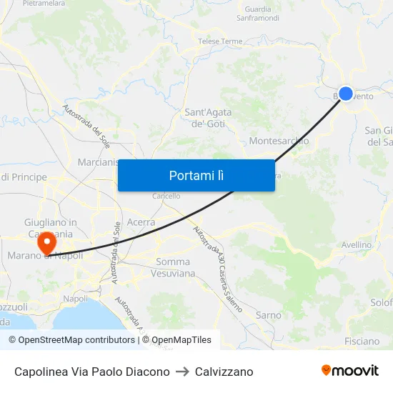 Capolinea Via Paolo Diacono to Calvizzano map