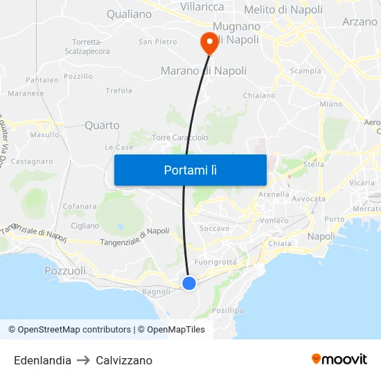 Edenlandia to Calvizzano map