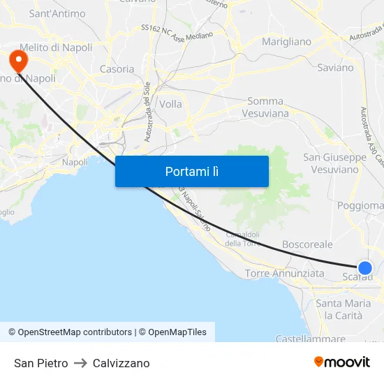San Pietro to Calvizzano map