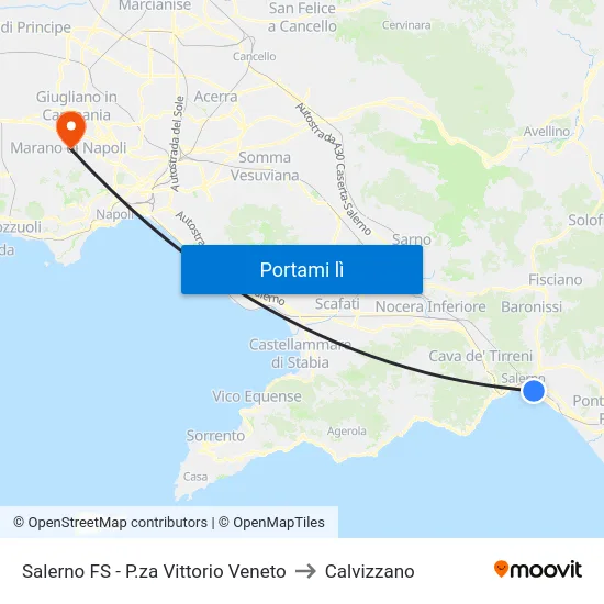 Salerno FS - P.za Vittorio Veneto to Calvizzano map