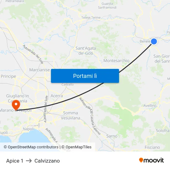 Apice 1 to Calvizzano map