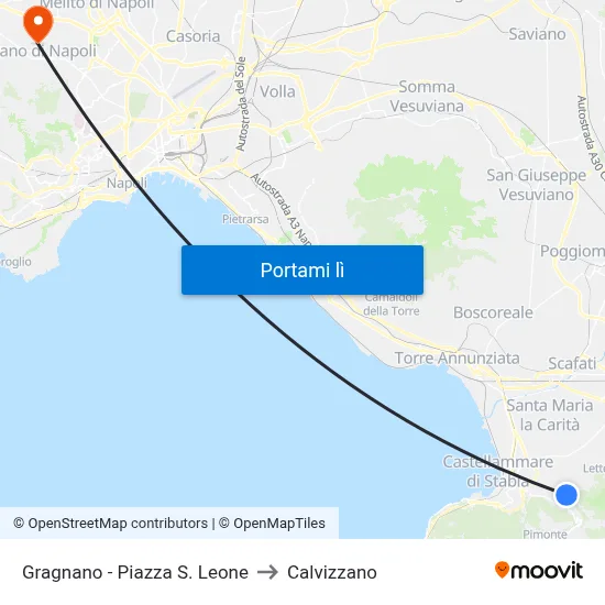 Gragnano - Piazza S. Leone to Calvizzano map