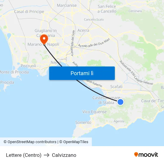 Lettere (Centro) to Calvizzano map